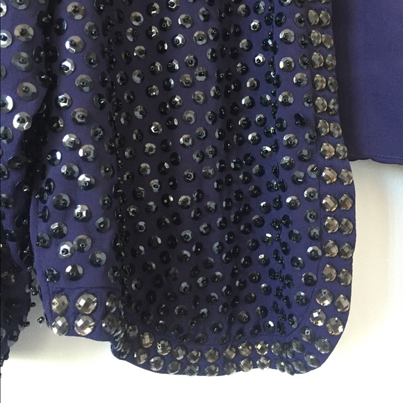 H&M Blue Sequin Open Front Cardigan Size 6. - Picture 3 of 8
